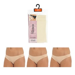 BR730 Ladies 3 Pack No VPL Thong (Nude)