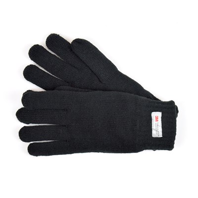 Mens Black Thinsulate Knitted Gloves