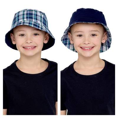 Boys Check Reversible Bucket Hat
