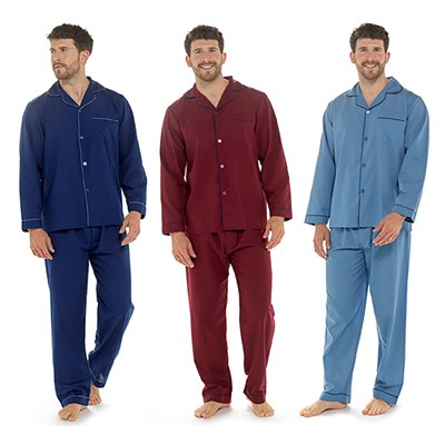 Mens Walter Grange Traditional Button Through Pyjamas W/Contrast Piping