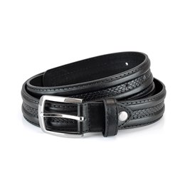 BL101 Mens Black Snake Effect Leather Lined Belt