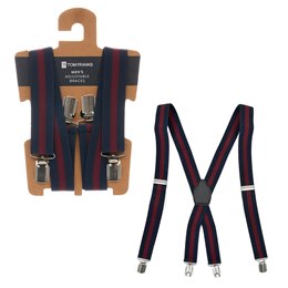 BL143 Mens Navy/ Wine Stripe Braces (NEW)