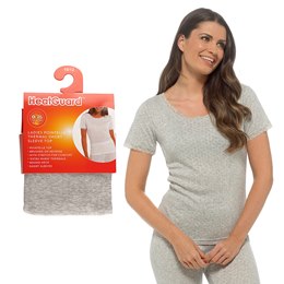 BR152GY Ladies Pointelle Thermal Short Sleeve Vest