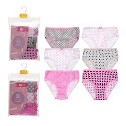 BR243 Girls 3 Pack (Stars/Heart)  Briefs in PVC Polybag
