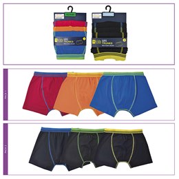 BR248 Boys 3 Pack (Contrast Coloured Waistband) Trunks - OEKO-TEX