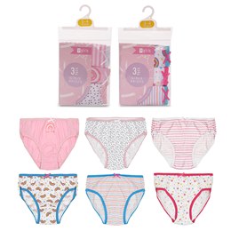 BR255 Girls 3 Pack (Rainbow) Print Briefs