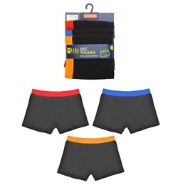 BR264 Boys 3 Pack (Bright Waistband) Trunks