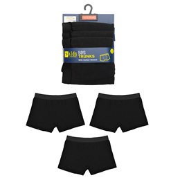 BR265 Boys 3 Pack (Black) Waistband Trunks