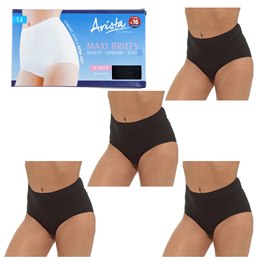 BR3007FA 4 Pack Ladies black maxi box briefs (UK12)