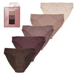 BR323 Ladies 5 Pack Solid High Leg Briefs Boxed