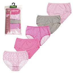 BR381 Ladies 5 Pack Printed Midi Briefs