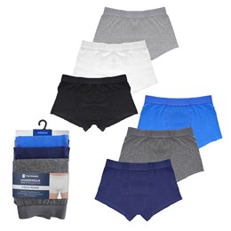 BR414A Mens 3 Pack (Plain) Trunks in Grey/Blue/White/Black