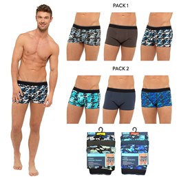BR419 Mens 3 Pack Camo Boxers