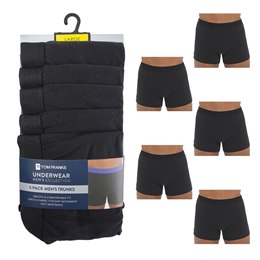 BR470 Mens 5 Pack (Black) Waistband Trunks