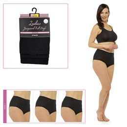 BR720 Ladies 3 Pack Pointelle Brief - Black Only