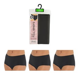 BR725 Ladies 3 Pack No VPL Full Brief  (Black)