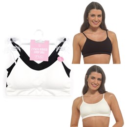 BR727F PLU10581407 - LADIES 2 PK CROP TOP