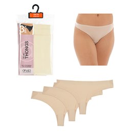 BR730 Ladies 3 Pack No VPL Thong  Nude