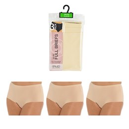 BR732 Ladies 3 Pack No VPL Full Brief (Nude)