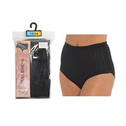 BR742 Ladies 3 Pack Pointelle Brief - Black Only - OEKO-TEX