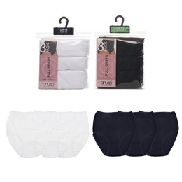 BR743CB Ladies 3 Pack (Black/White) Briefs in Polybag