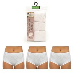 BR753 Ladies 3pk Lace Front Briefs (White)