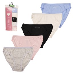 BR791 Ladies 5 Pack (Slogan) High Leg Briefs