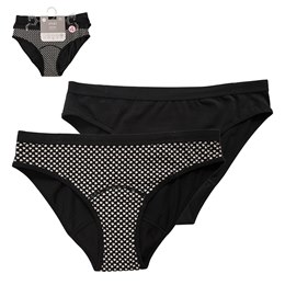 BR793 Ladies Period 2 Pack Midi Fit Briefs (Black)