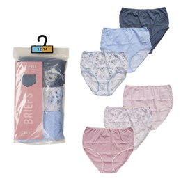 BR799 Ladies 3pk Pink/Navy  Floral & Spot printed Full briefs