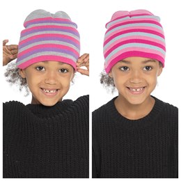 GL071C Girls Striped Beanie Hat