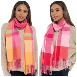 GL1013 Ladies Check Scarf with Tassels