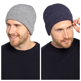 GL1015 Mens Ribbed Beanie Hat with Turn Up