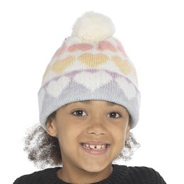 GL1021 Girls Ombre Heart Print Beanie Hat