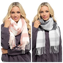 GL1037 Ladies Checked Scarf with Tassel