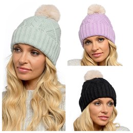 GL1039 Ladies Cable Hat with Contrast Bobble