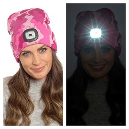 GL1042 Ladies Pink Camo LED Beanie Hat