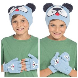 GL1057 Kids Dog Hat & Mitten Set