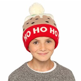GL1060 Kids Xmas Ho Ho Ho Design Bobble Hat