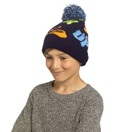 GL1068B Boys Game Print Jacquard Hat with Bobble