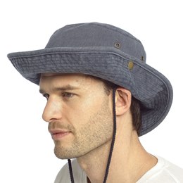 GL1085B Mens Stonewashed Navy Safari Hat