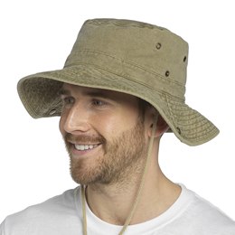 GL1086 Mens Stonewashed Khaki Safari Hat