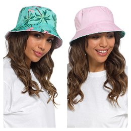 GL1101 Ladies Flamingo Printed Bucket Hat - Reversible