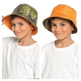 GL1103 Boys Pixel Printed Bucket Hat - Reversible