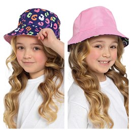 GL1108 Girls Animal Printed Bucket Hat - Reversible