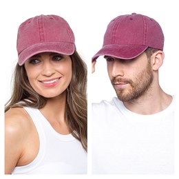 GL1225 Adults Stone Washed Baseball Cap Wine