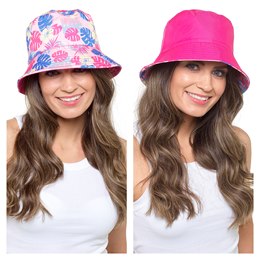 GL1232 Ladies Leaf Printed Bucket Hat - Reversible