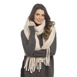 GL1256 Ladies Cream Chunky Plain Scarf - 200cm x 45cm + 18cm x 2