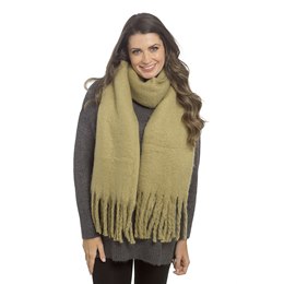 GL1257 Ladies Khaki  Chunky Plain Scarf - 200cm x 45cm + 18cm x 2
