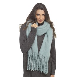 GL1258 Ladies Blue Chunky Plain Scarf - 200cm x 45cm + 18cm x 2