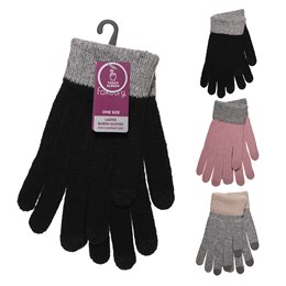 GL1270 Ladies Brushed Gloves With Contrast Cuff  And Touch Screen